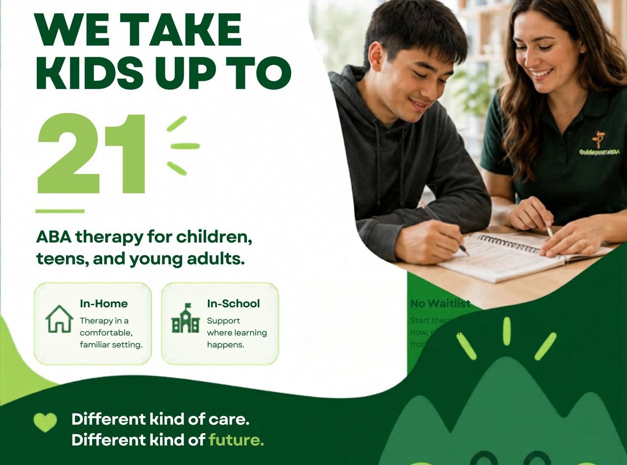 Guidepost ABA therapist working with a young client, serving kids up to 21 years old